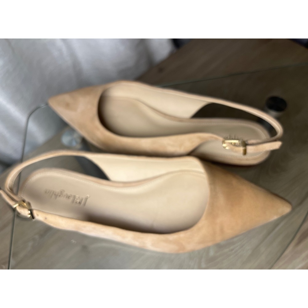 J.McLaughlin Tan Suede Pointed Toe Slingback Flats Womens Size 6.5 Camel Leather